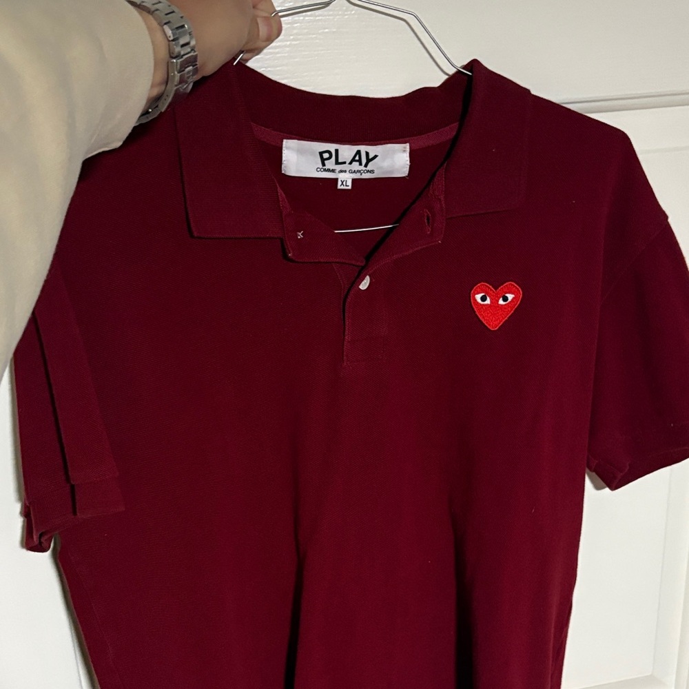 Comme des Garcons PLAY Burgundy Polo Shirt